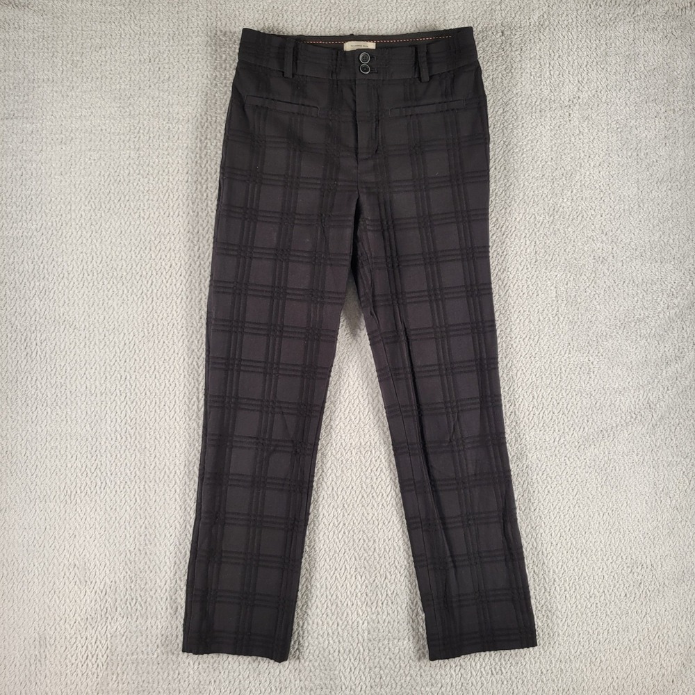 the essential Slim by Anthropologie black dress pants size 0 w/ raised pattern